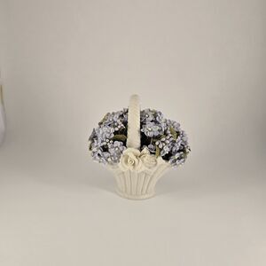 Cosmos Miniature Rose Flower Basket decorative porcelain flower basket figurine